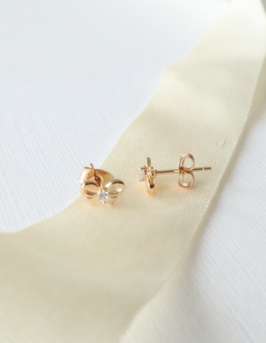 BABY BOW EARRINGS GOLD